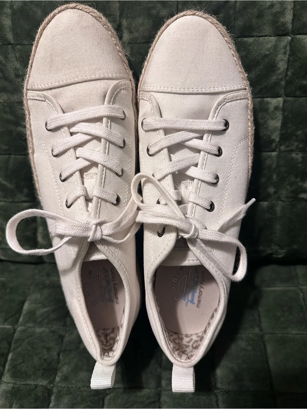 BOBS from Skechers Cream Canvas Espadrille Lace-Up Sneakers